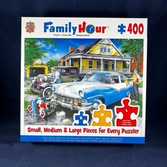 Family Hour 400-Piece Puzzle With Small Medium & Large Pieces Classic Car Theme - Picture 1 of 3